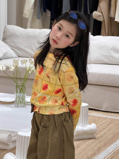 Full Printed Flower Long Sleeve Tee フラワープリント 長袖Tシャツ【mh0012355】 KUMAI.KIDS