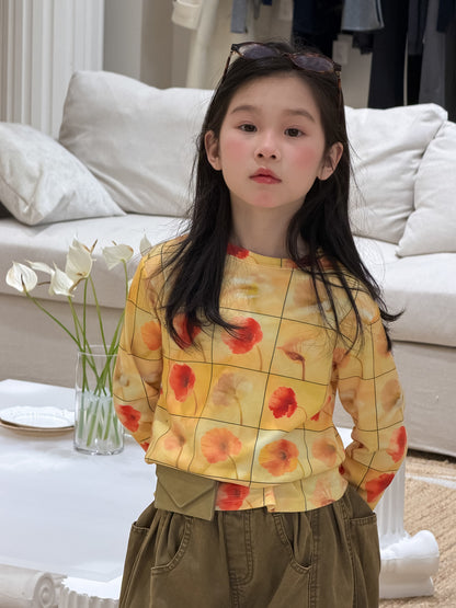 Full Printed Flower Long Sleeve Tee フラワープリント 長袖Tシャツ【mh0012355】 KUMAI.KIDS