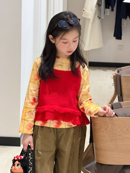 Full Printed Flower Long Sleeve Tee フラワープリント 長袖Tシャツ【mh0012355】 KUMAI.KIDS