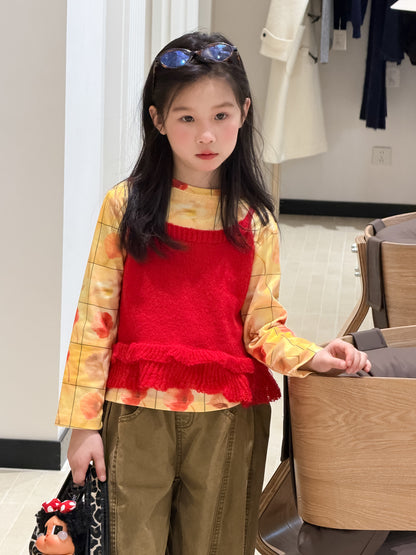 Full Printed Flower Long Sleeve Tee フラワープリント 長袖Tシャツ【mh0012355】 KUMAI.KIDS