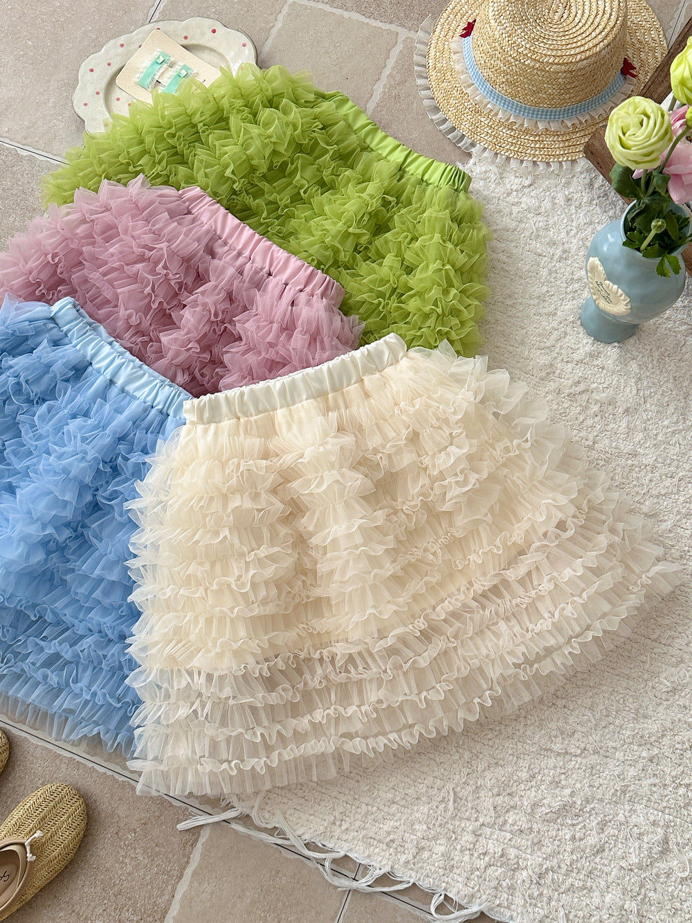 Gauze Ballet Style Puffy Skirt ガーゼ チュチュ ケーキスカート【mh0012353】 Beige / 100cm KUMAI.KIDS