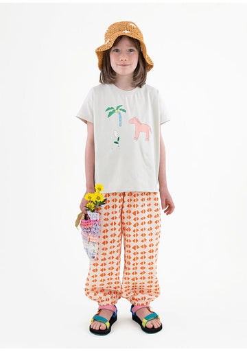 Gauze Cuff-Cuffed Pants 幾何学ストライプ ロングパンツ【mh0013214】 RICE & SKY ロングパンツ・スウェットパンツ