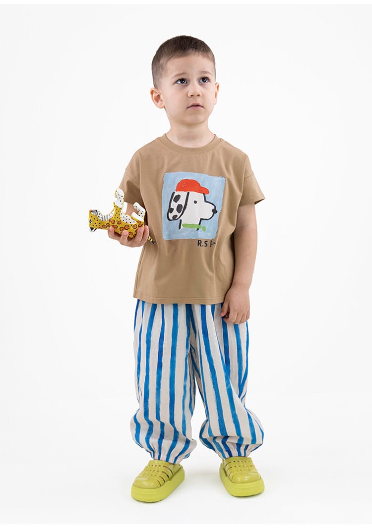 Gauze Cuff-Cuffed Pants 幾何学ストライプ ロングパンツ【mh0013214】 RICE & SKY ロングパンツ・スウェットパンツ