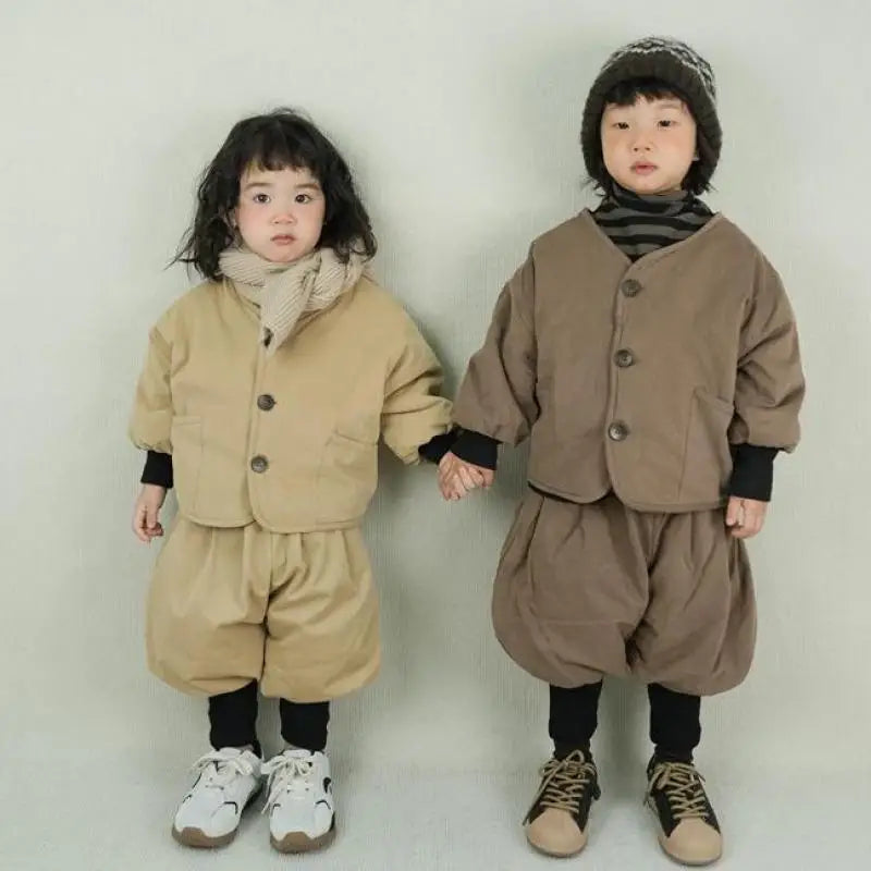 長袖セットアップ キッズセットアップ 2点セット 裏フリースリブ袖ジャケット+バルーンジョガーパンツ【mh0008133】