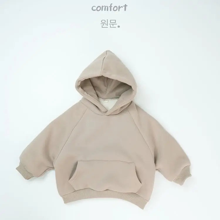トレーナー・フーディ Apricot / 12M  80CM キッズトップス 裏フリース厚手シンプルフーディ長袖スウェットパーカー【mh0007878】