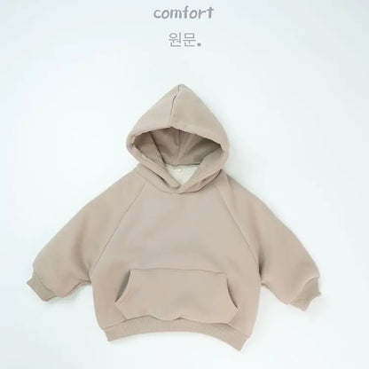 トレーナー・フーディ Apricot / 12M  80CM キッズトップス 裏フリース厚手シンプルフーディ長袖スウェットパーカー【mh0007878】