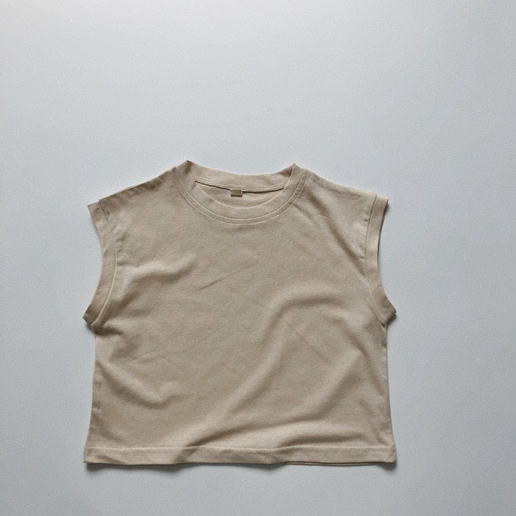 タンクトップ・キャミソール・ノースリーブトップス Beige Apricot / 12M/80cm キッズ くすみカラー ノースリーブ Tシャツ タンクトップ 5カラー ユニセックス【mh0002091】