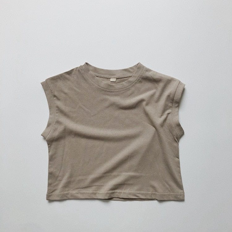 タンクトップ・キャミソール・ノースリーブトップス Beige Gray / 12M/80cm キッズ くすみカラー ノースリーブ Tシャツ タンクトップ 5カラー ユニセックス【mh0002091】