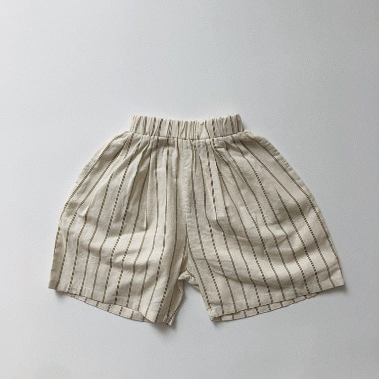 ハーフパンツ・ショートパンツ beige pants / 12M/80cm キッズ コットンリネン ストライプ 半袖 シャツ ショートパンツ ベージュ アーミーグリーン ボーイズ【mh0002095】