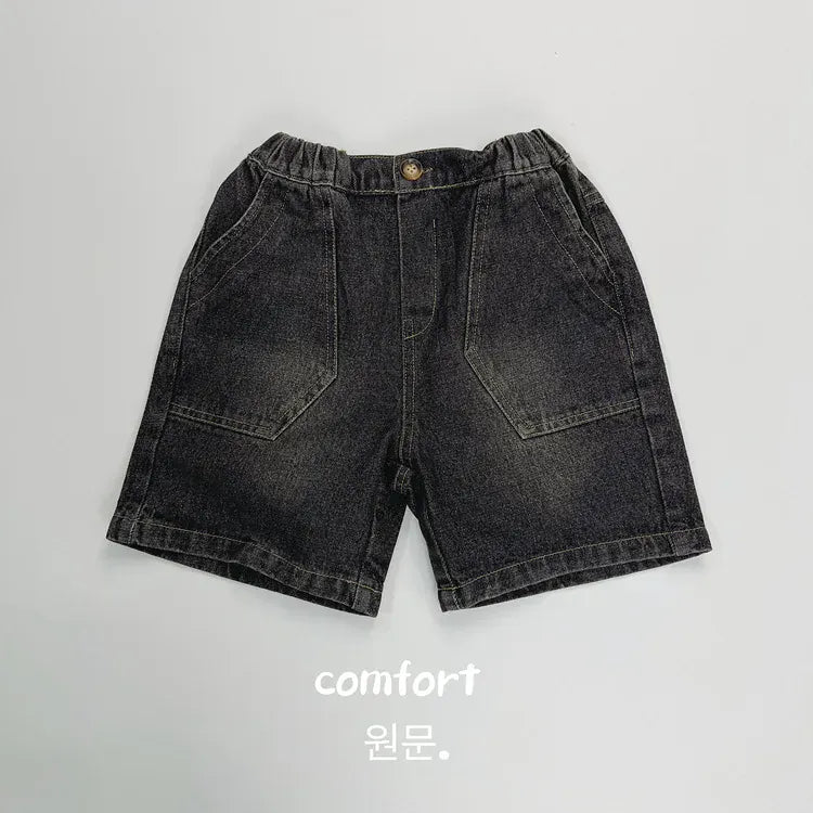 ハーフパンツ・ショートパンツ Black / 12M  80CM キッズパンツ デニム ショートパンツ 2カラー【mh0005007】