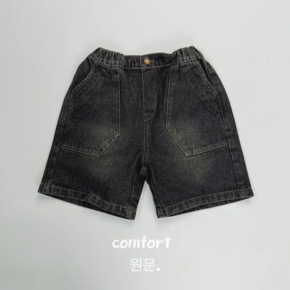 ハーフパンツ・ショートパンツ Black / 12M  80CM キッズパンツ デニム ショートパンツ 2カラー【mh0005007】