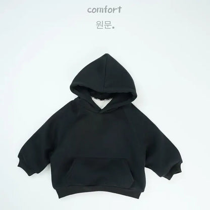 トレーナー・フーディ Black / 12M  80CM キッズトップス 裏フリース厚手シンプルフーディ長袖スウェットパーカー【mh0007878】