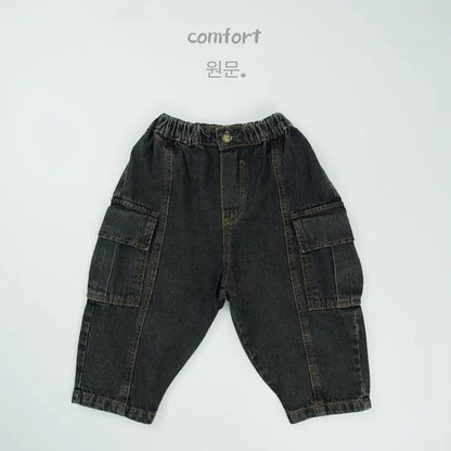 デニムパンツ Black / 12M  80CM キッズパンツ デニムカーゴロングパンツ【mh0008590】