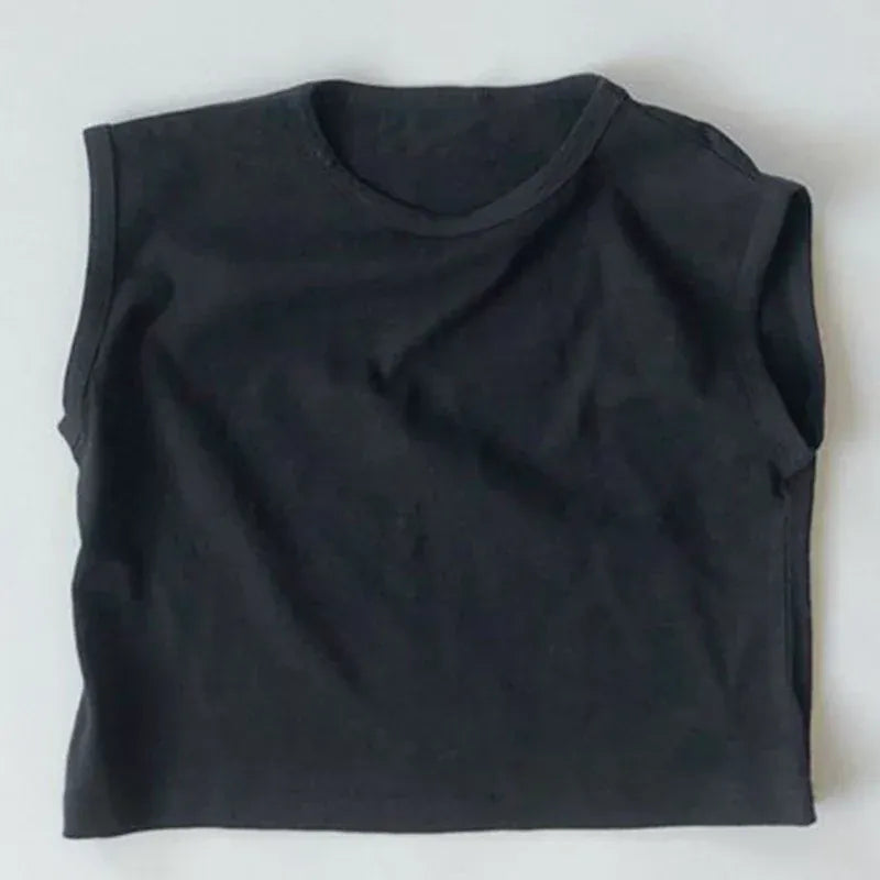 タンクトップ・キャミソール・ノースリーブトップス Black / 80cm キッズ シンプル ノースリーブ トップス タンクトップ【mh0000759】