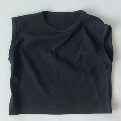 タンクトップ・キャミソール・ノースリーブトップス Black / 80cm キッズ シンプル ノースリーブ トップス タンクトップ【mh0000759】
