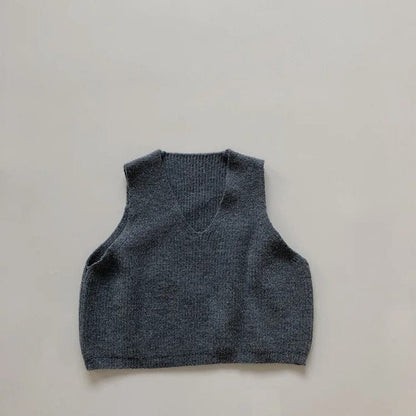 ベスト Blue / 12M 80cm キッズ ニットベスト シンプルベーシック 2カラー【mh0000235】
