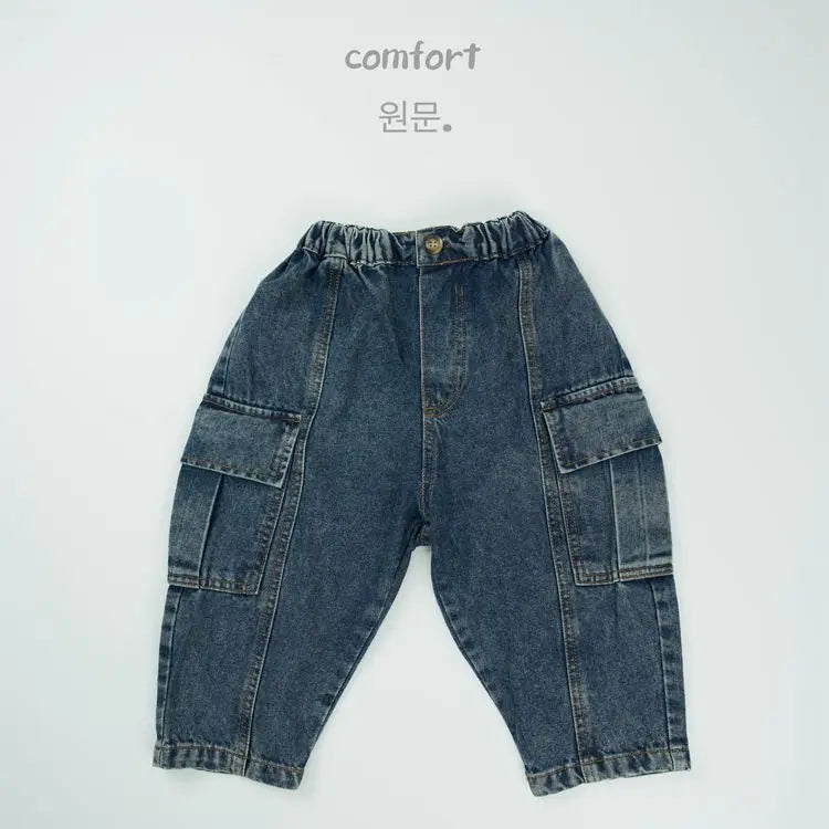 デニムパンツ Blue / 12M  80CM キッズパンツ デニムカーゴロングパンツ【mh0008590】