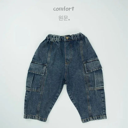 デニムパンツ Blue / 12M  80CM キッズパンツ デニムカーゴロングパンツ【mh0008590】