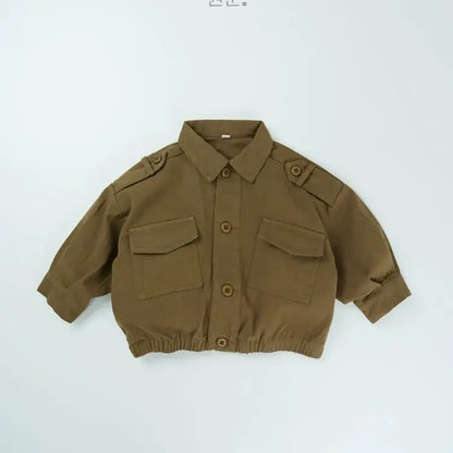 長袖シャツ・ブラウス Brown / 12M  80CM キッズトップス アーミースタイル長袖カーゴシャツジャケット【mh0007869】