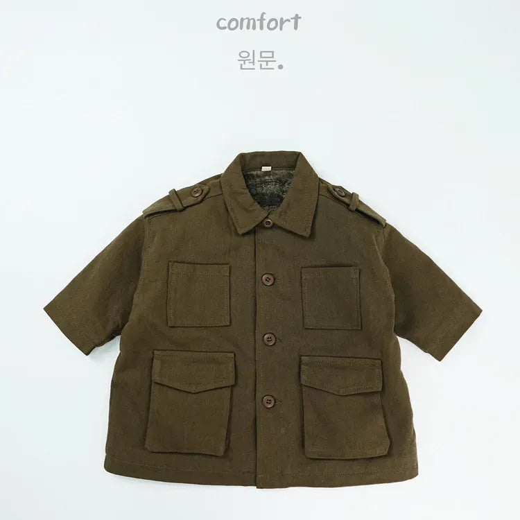 ロングコート Brown / 12M  80CM キッズアウター カーゴポケット襟付きロングジャケットコート【mh0008126】