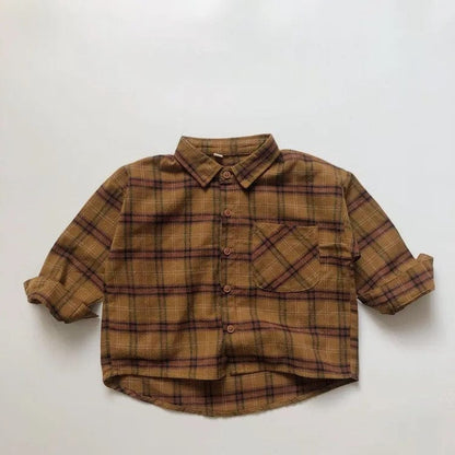 長袖シャツ・ブラウス Camel / 12M/80cm キッズ チェック 長袖 シャツ トップス【mh0000652】