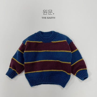 ニット・セーター dark blue / 80cm キッズ セーター ニット レトロボーダー ルーズトップス 3カラー ボーイズ 男の子 子供服【mh0002916】