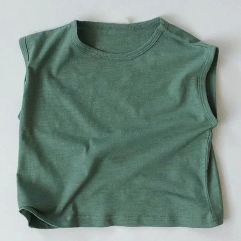 タンクトップ・キャミソール・ノースリーブトップス Dark Green / 80cm キッズ シンプル ノースリーブ トップス タンクトップ【mh0000759】