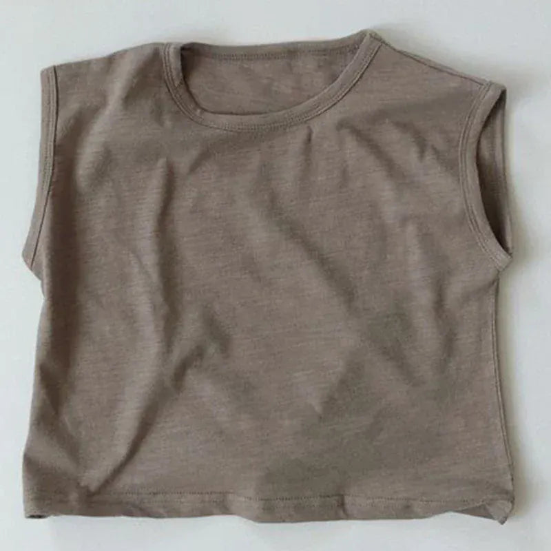 タンクトップ・キャミソール・ノースリーブトップス Gray / 80cm キッズ シンプル ノースリーブ トップス タンクトップ【mh0000759】