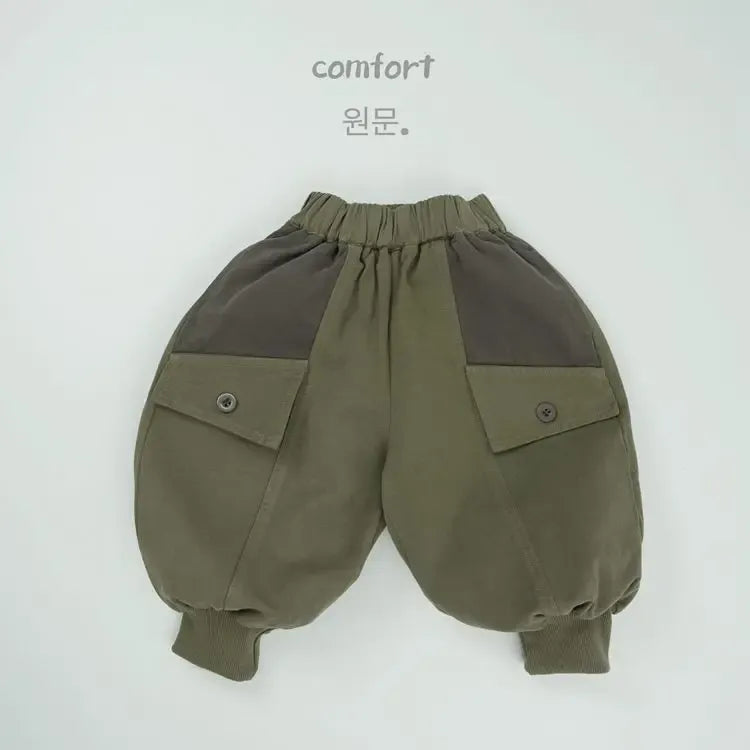 ロングパンツ・スウェットパンツ green / 12M  80cm キッズパンツ パッチワーク切り替えルーズワイドバルーンサルエルパンツ【mh-0008602】