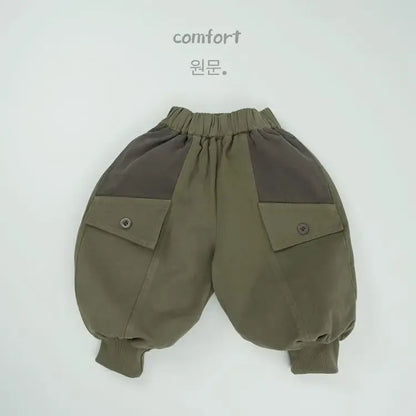 ロングパンツ・スウェットパンツ green / 12M  80cm キッズパンツ パッチワーク切り替えルーズワイドバルーンサルエルパンツ【mh-0008602】