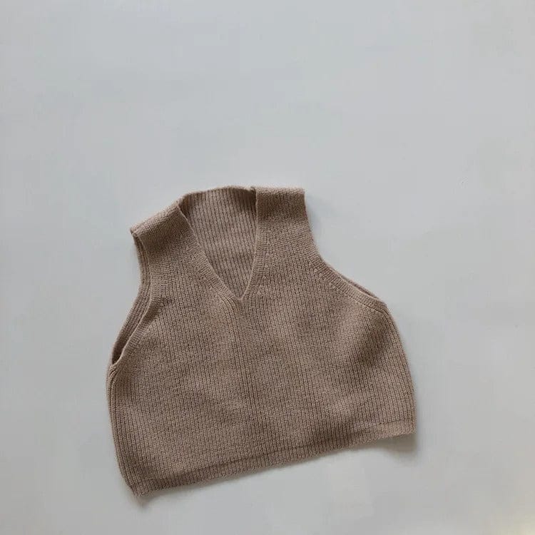 ベスト Khaki / 12M 80cm キッズ ニットベスト シンプルベーシック 2カラー【mh0000235】