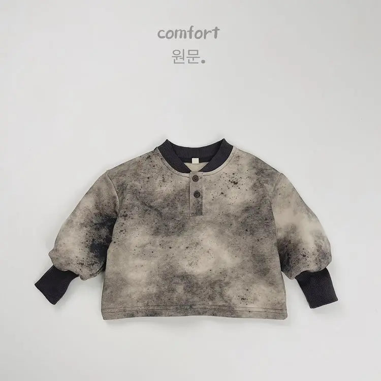 長袖シャツ・ブラウス Khaki / 12M  80CM キッズトップス タイダイ長袖ヘンリーネックスウェットシャツ 2カラー【mh0007235】