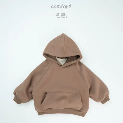 トレーナー・フーディ Khaki / 12M  80CM キッズトップス 裏フリース厚手シンプルフーディ長袖スウェットパーカー【mh0007878】