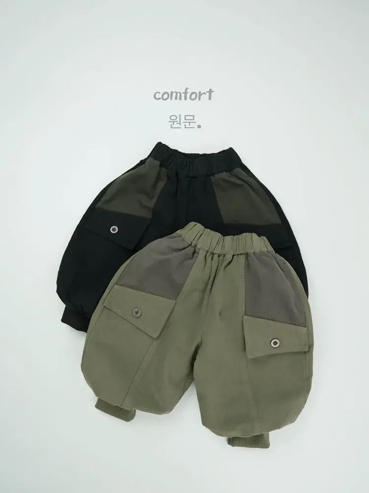 ロングパンツ・スウェットパンツ キッズパンツ パッチワーク切り替えルーズワイドバルーンサルエルパンツ【mh-0008602】