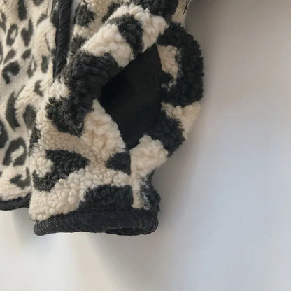 ショートコート・ジャケット・ジャンパー キッズアウター レオパード柄 フリースジャケット コート【mh0003569】