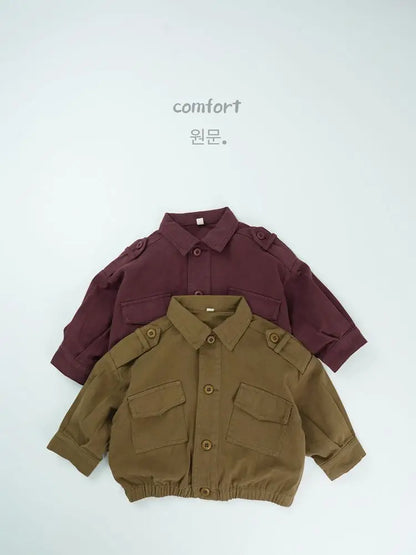 長袖シャツ・ブラウス キッズトップス アーミースタイル長袖カーゴシャツジャケット【mh0007869】