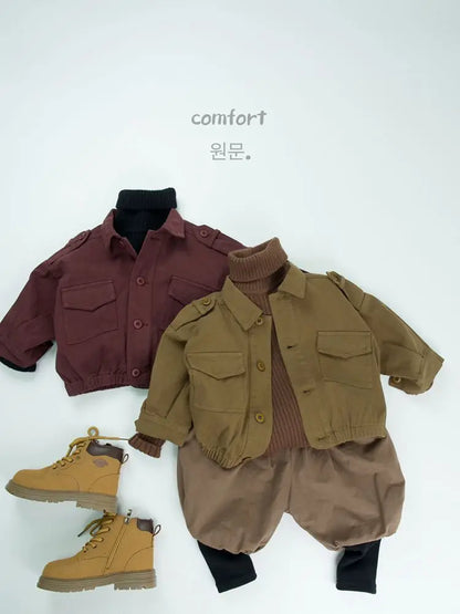 長袖シャツ・ブラウス キッズトップス アーミースタイル長袖カーゴシャツジャケット【mh0007869】