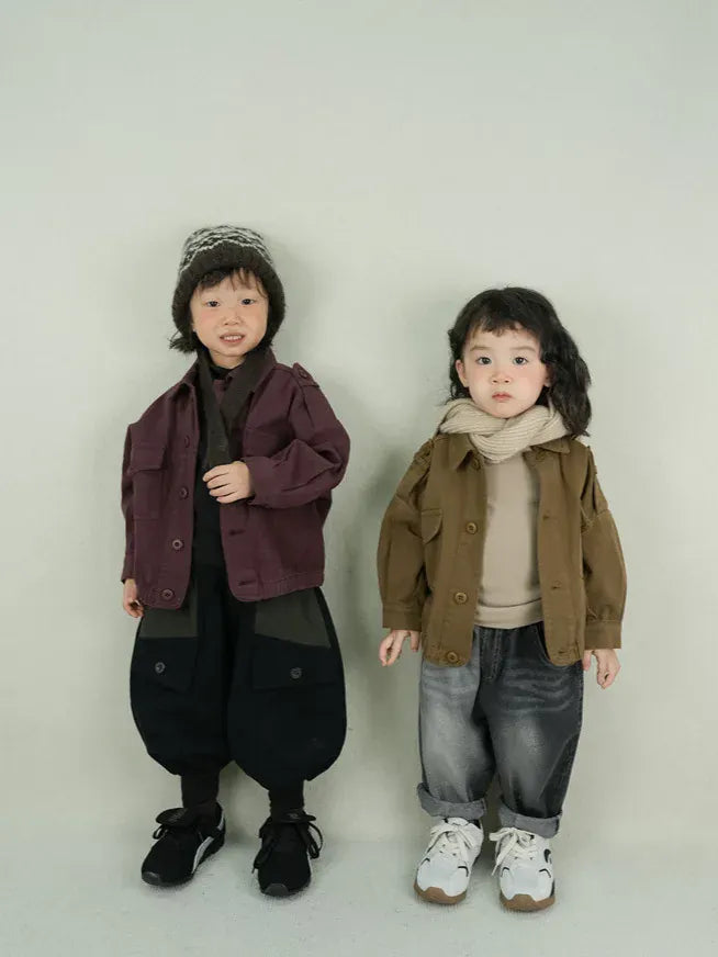 長袖シャツ・ブラウス キッズトップス アーミースタイル長袖カーゴシャツジャケット【mh0007869】