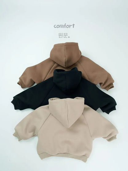 トレーナー・フーディ キッズトップス 裏フリース厚手シンプルフーディ長袖スウェットパーカー【mh0007878】