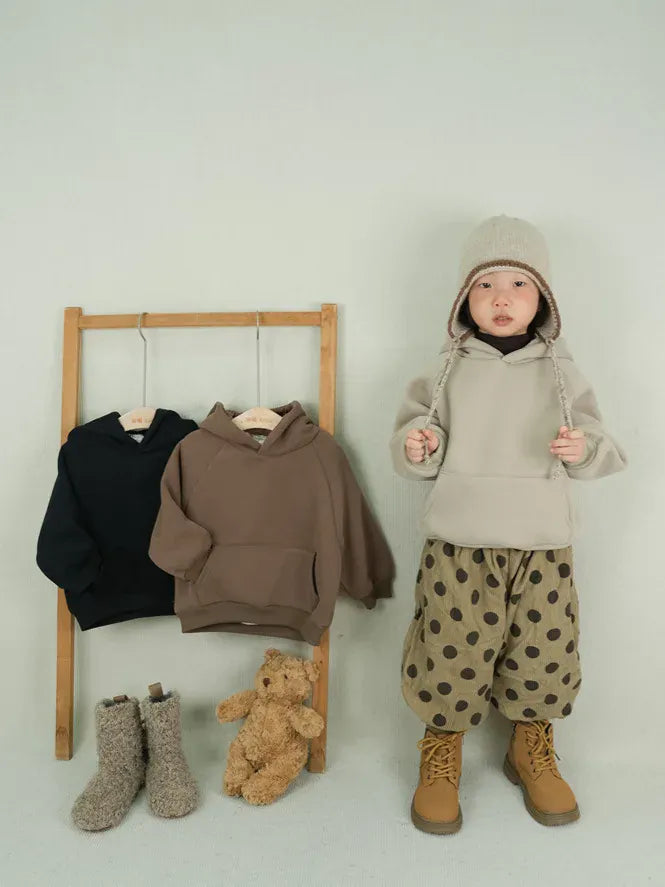 トレーナー・フーディ キッズトップス 裏フリース厚手シンプルフーディ長袖スウェットパーカー【mh0007878】