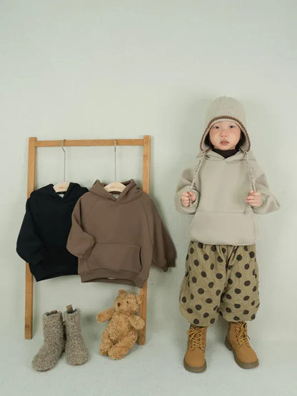 トレーナー・フーディ キッズトップス 裏フリース厚手シンプルフーディ長袖スウェットパーカー【mh0007878】