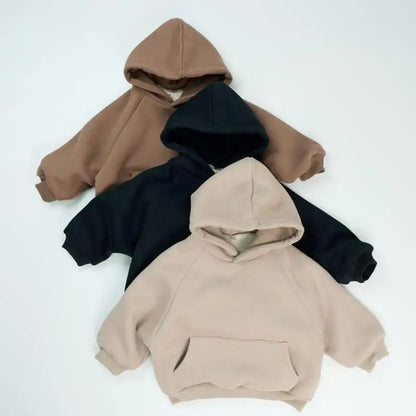 トレーナー・フーディ キッズトップス 裏フリース厚手シンプルフーディ長袖スウェットパーカー【mh0007878】