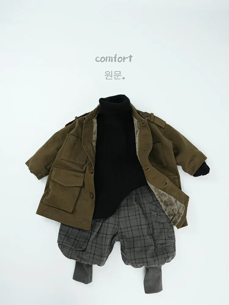 ロングコート キッズアウター カーゴポケット襟付きロングジャケットコート【mh0008126】