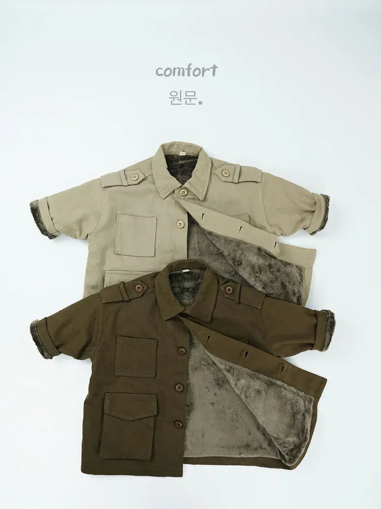 ロングコート キッズアウター カーゴポケット襟付きロングジャケットコート【mh0008126】