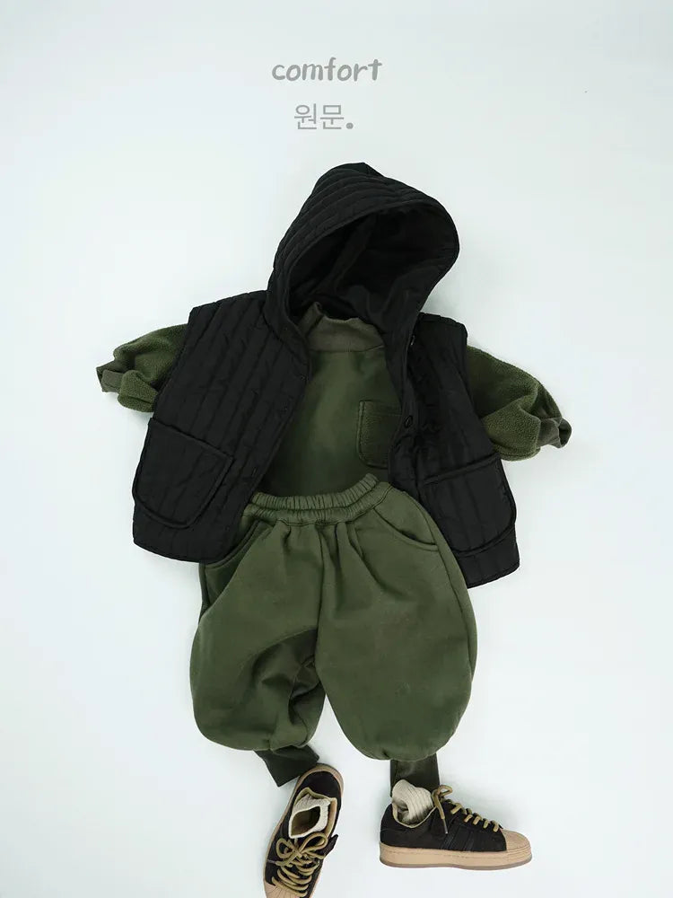 ベスト キッズベスト キルティングフーディシンプルアウターベスト【mh0008136】