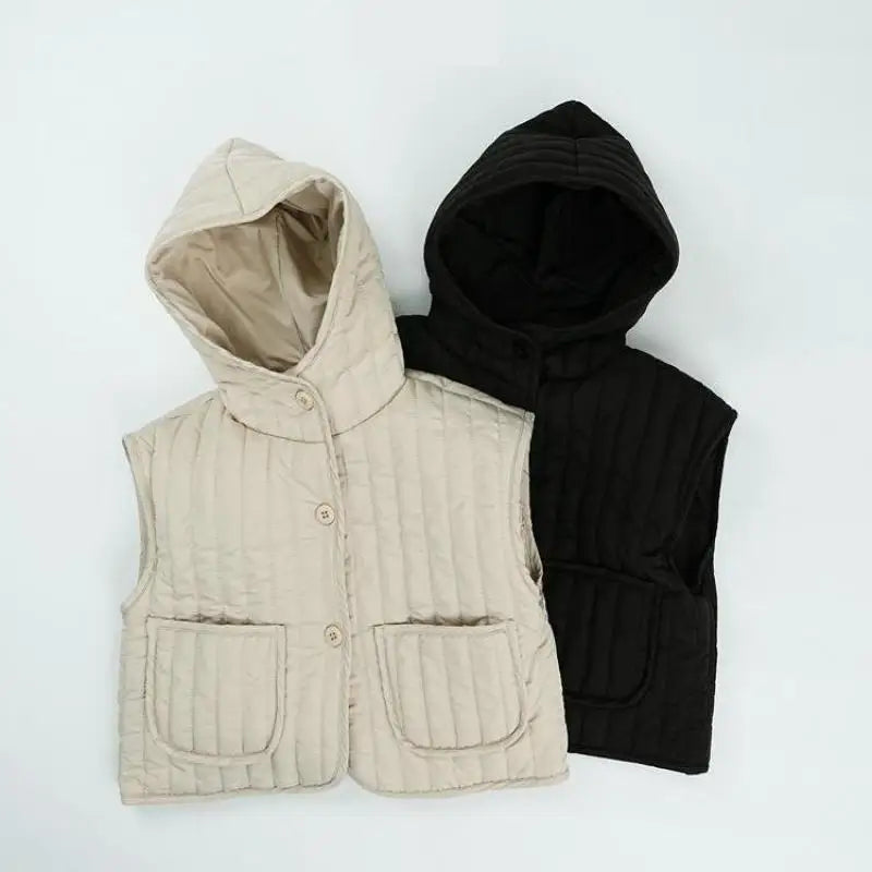 ベスト キッズベスト キルティングフーディシンプルアウターベスト【mh0008136】