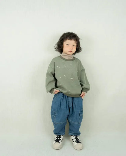 トレーナー・フーディ キッズトップス ダメージ加工裏フリース長袖スウェットトレーナー【mh0008380】