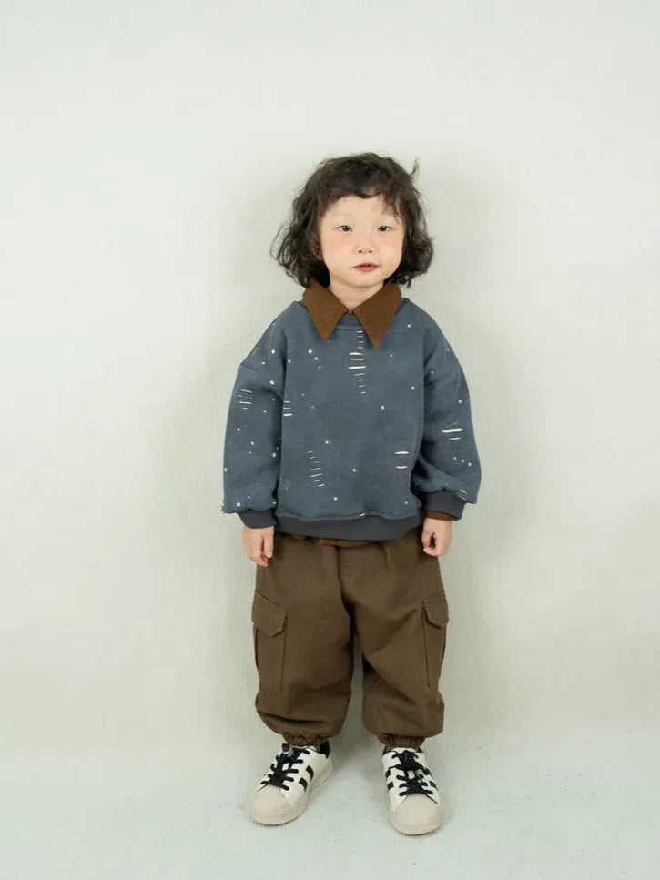 トレーナー・フーディ キッズトップス ダメージ加工裏フリース長袖スウェットトレーナー【mh0008380】