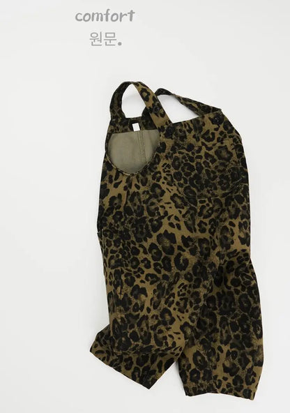 オーバーオール キッズオーバーオール レオパードヒョウ柄プリントサスペンダーサロペットパンツ【mh0008529】