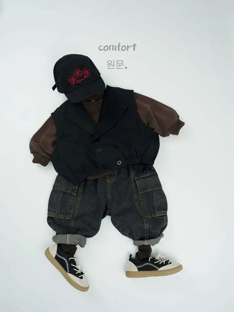 デニムパンツ キッズパンツ デニムカーゴロングパンツ【mh0008590】